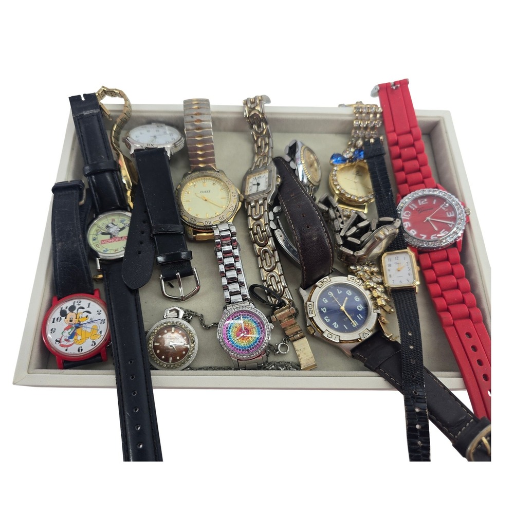 Mixed Watch Lot Unisex OS Disney Guess Geneva Betsy Multi-Color Repair/Parts